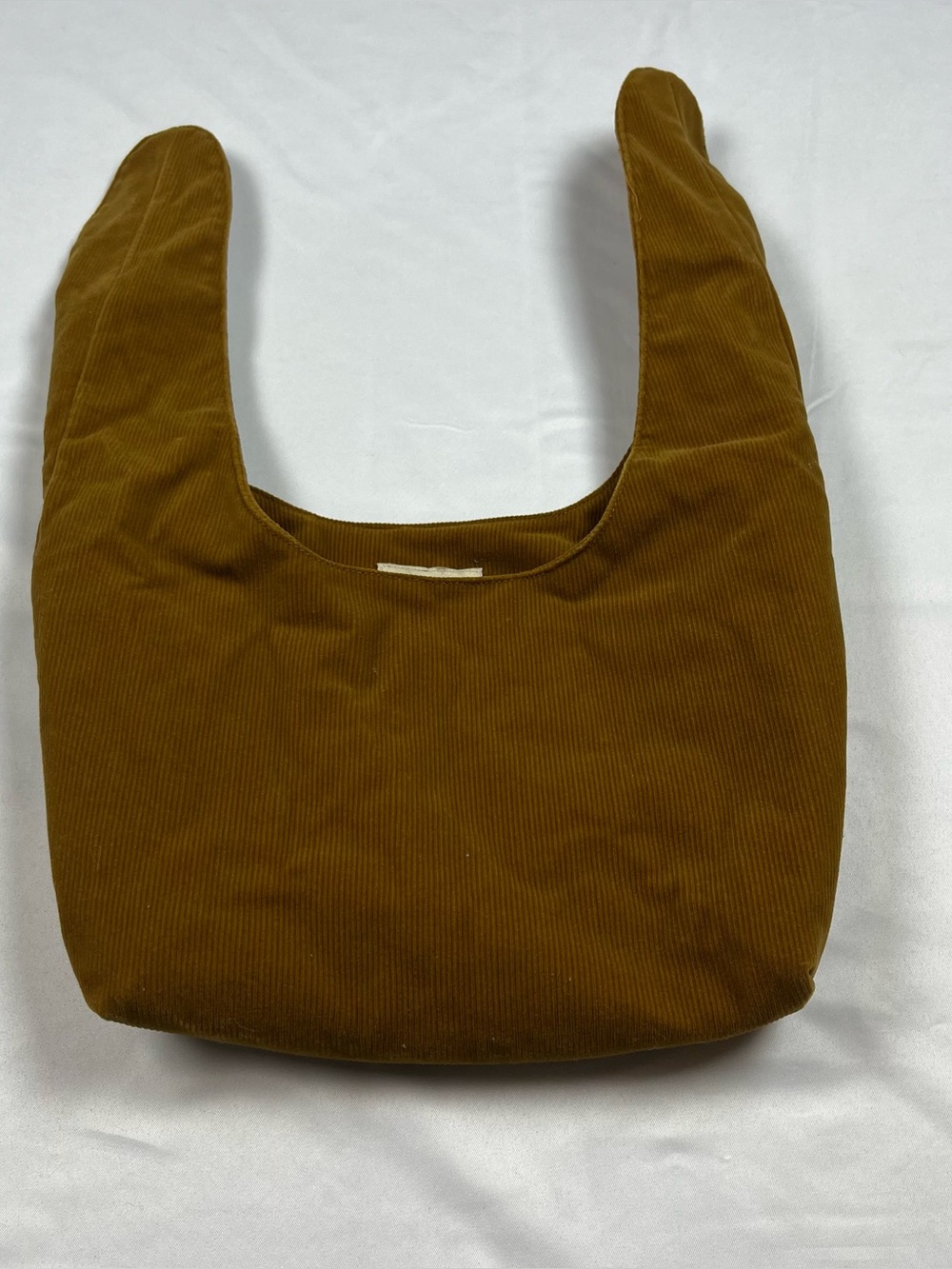 Merit Beauty Signature Makeup Bag Corduroy Tie Top Pouch Brown
